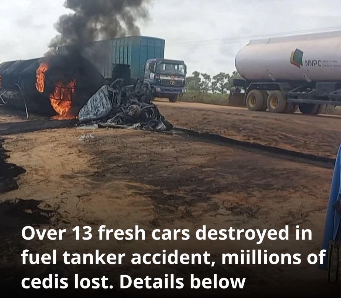 Fuel Tanker Crash Destroys Over 13 New Cars, Causes Massive Losses